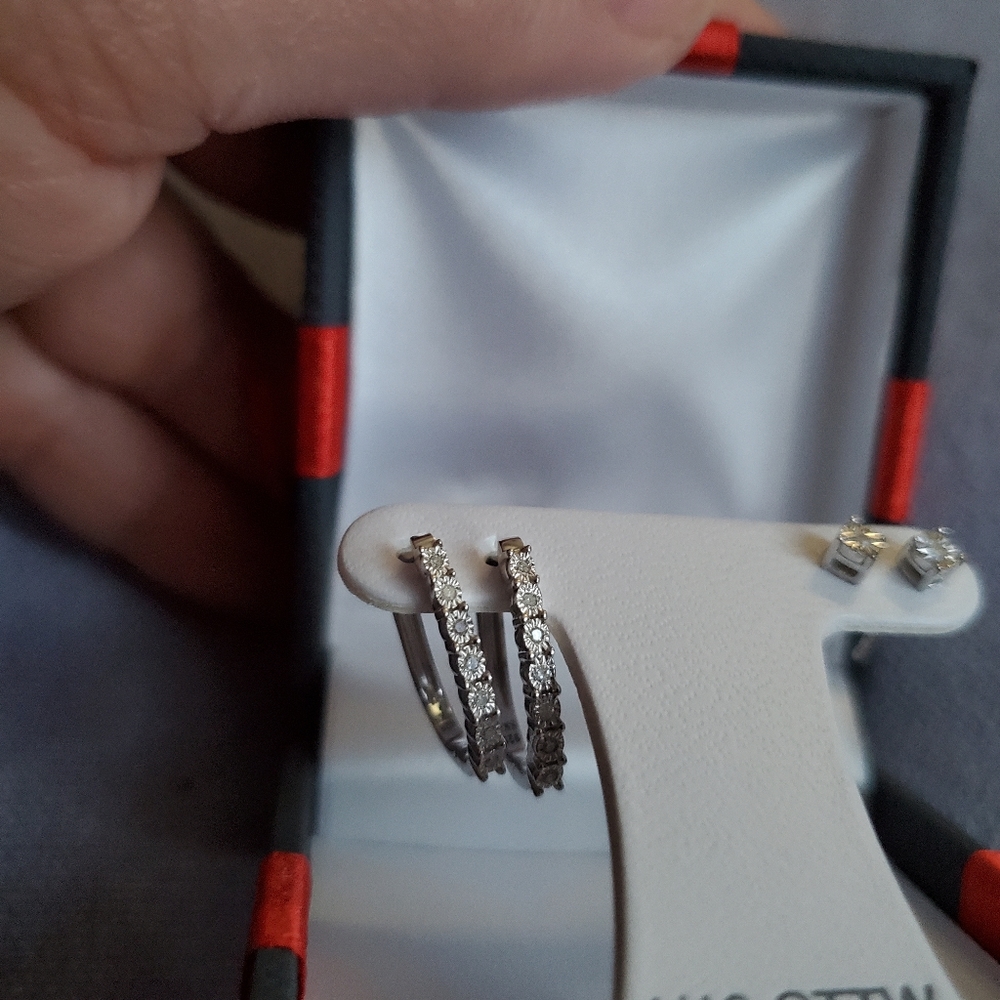 Two Pair Diamond Earring Set - Picture 3 of 4